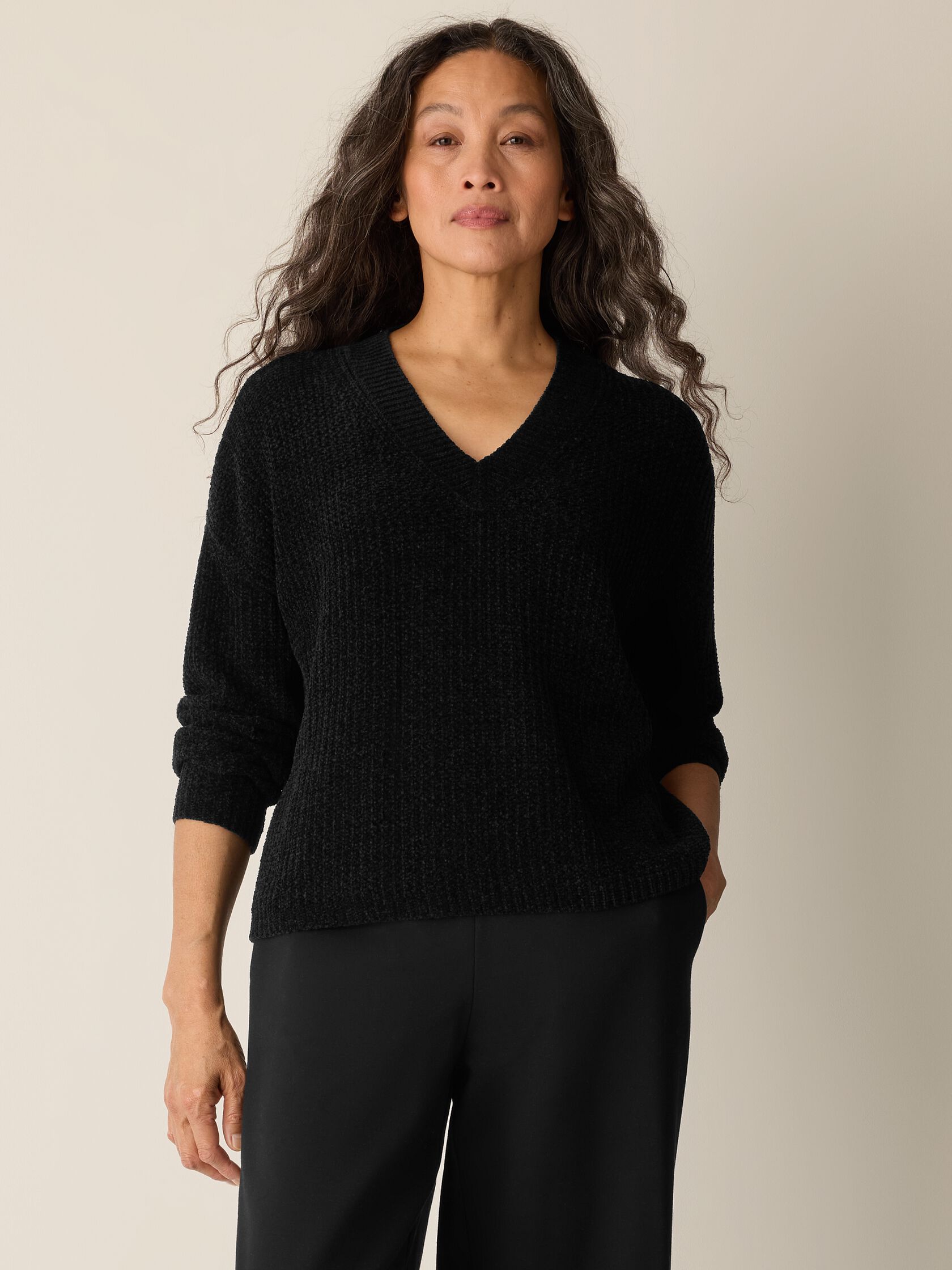 Chenille Blend V-Neck Top