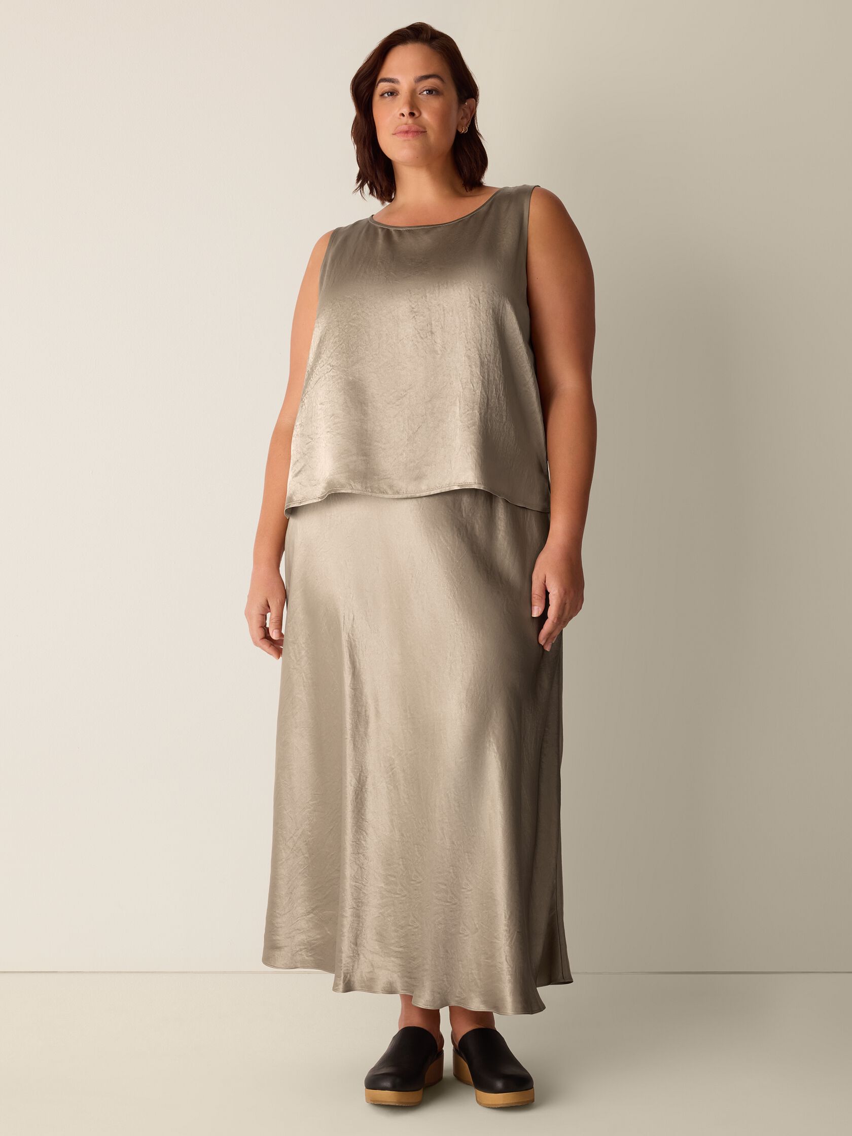 Textured Satin Slip Skirt