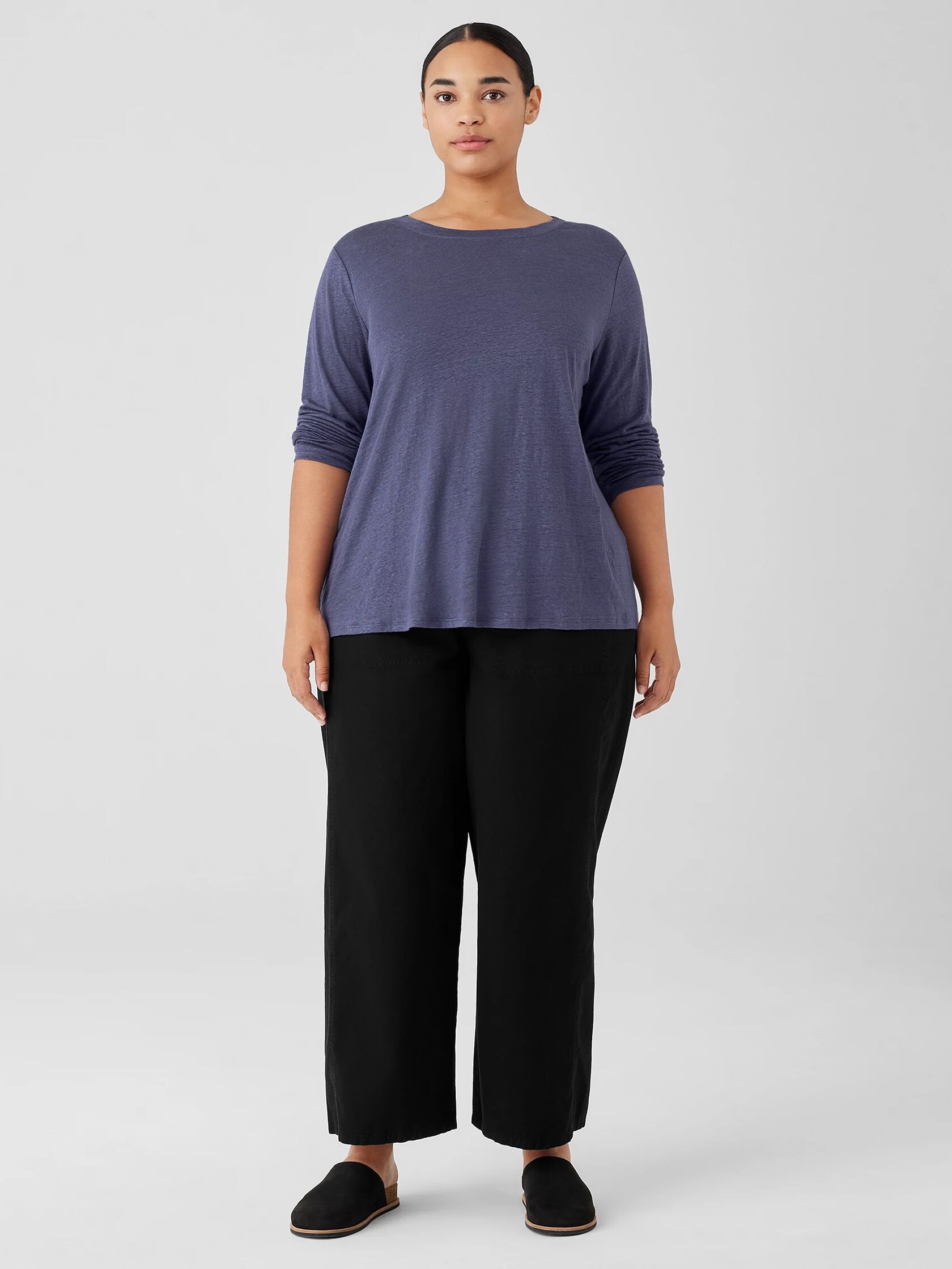 Organic Linen Jersey Crew Neck Top