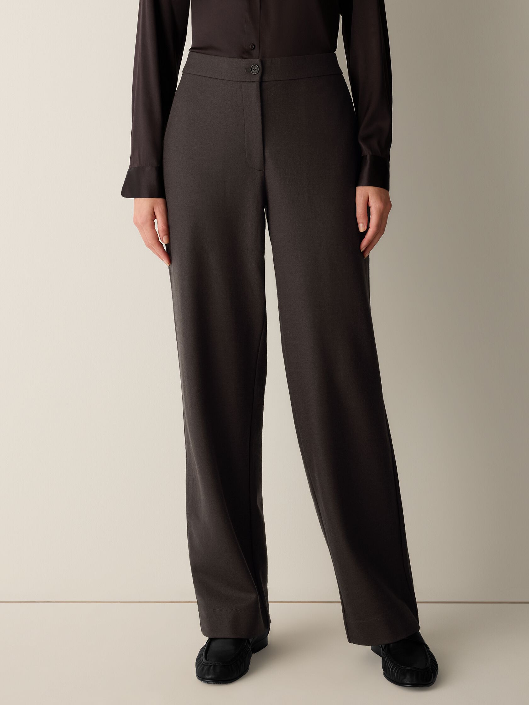 Felted Wool Jersey Full-Length Straight Trouser&nbsp;in Regenerative Wool