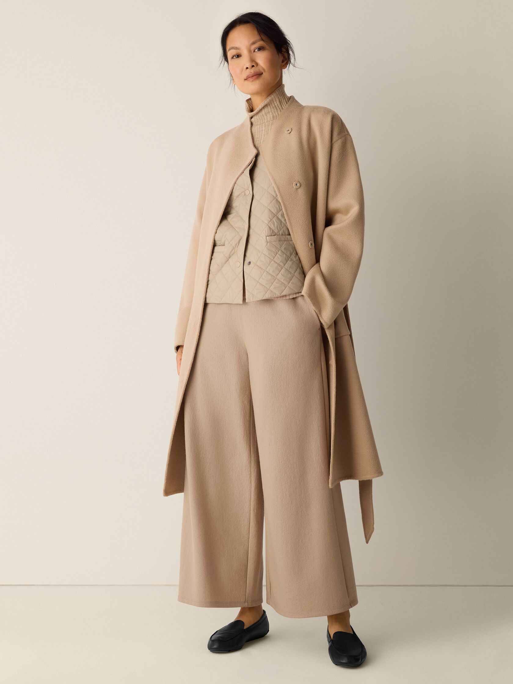 Felted Wool Jersey Wide-Leg Pant