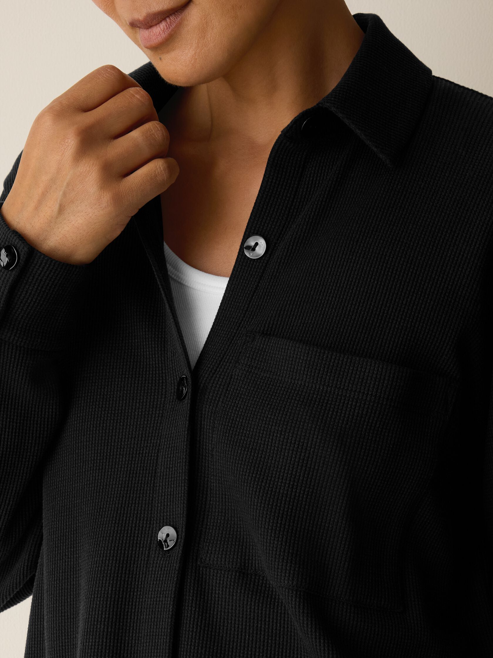 Cozy Waffle Knit Classic Collar Shirt