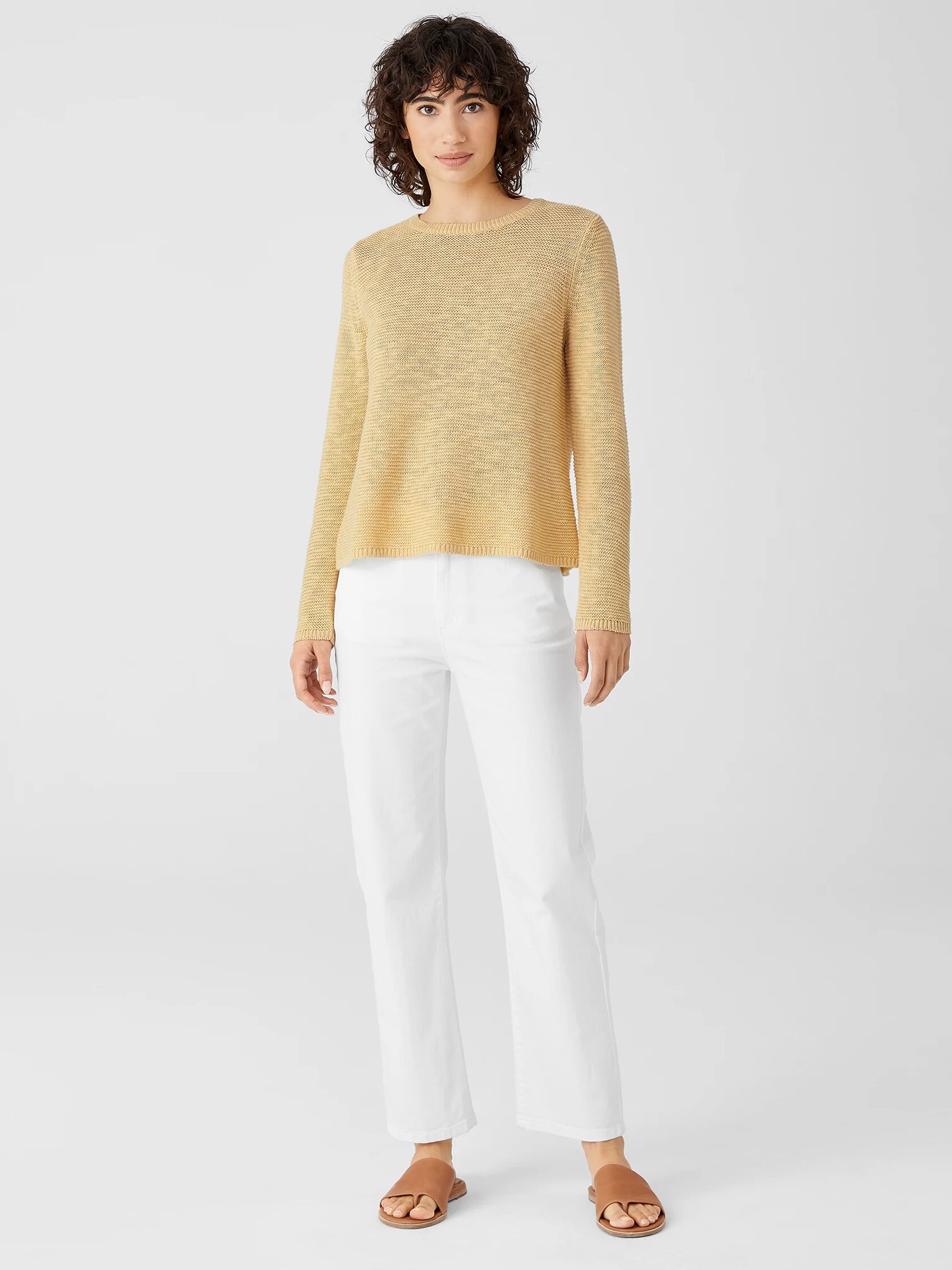 Organic Cotton Linen Slub Crew Neck Top