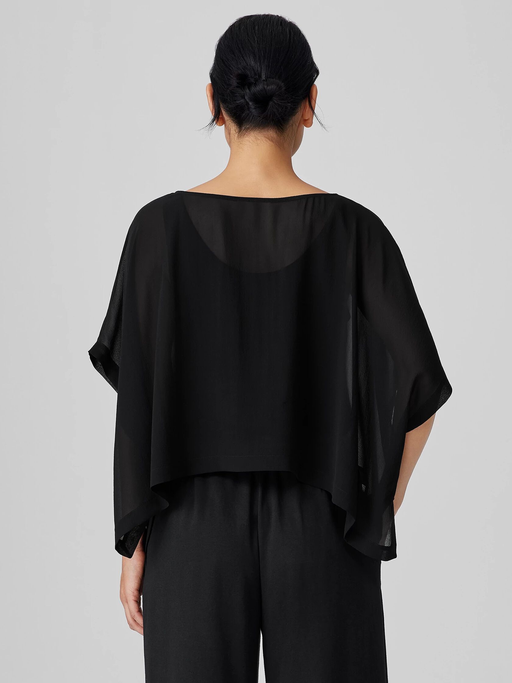 Sheer Silk Georgette Bateau Neck Poncho