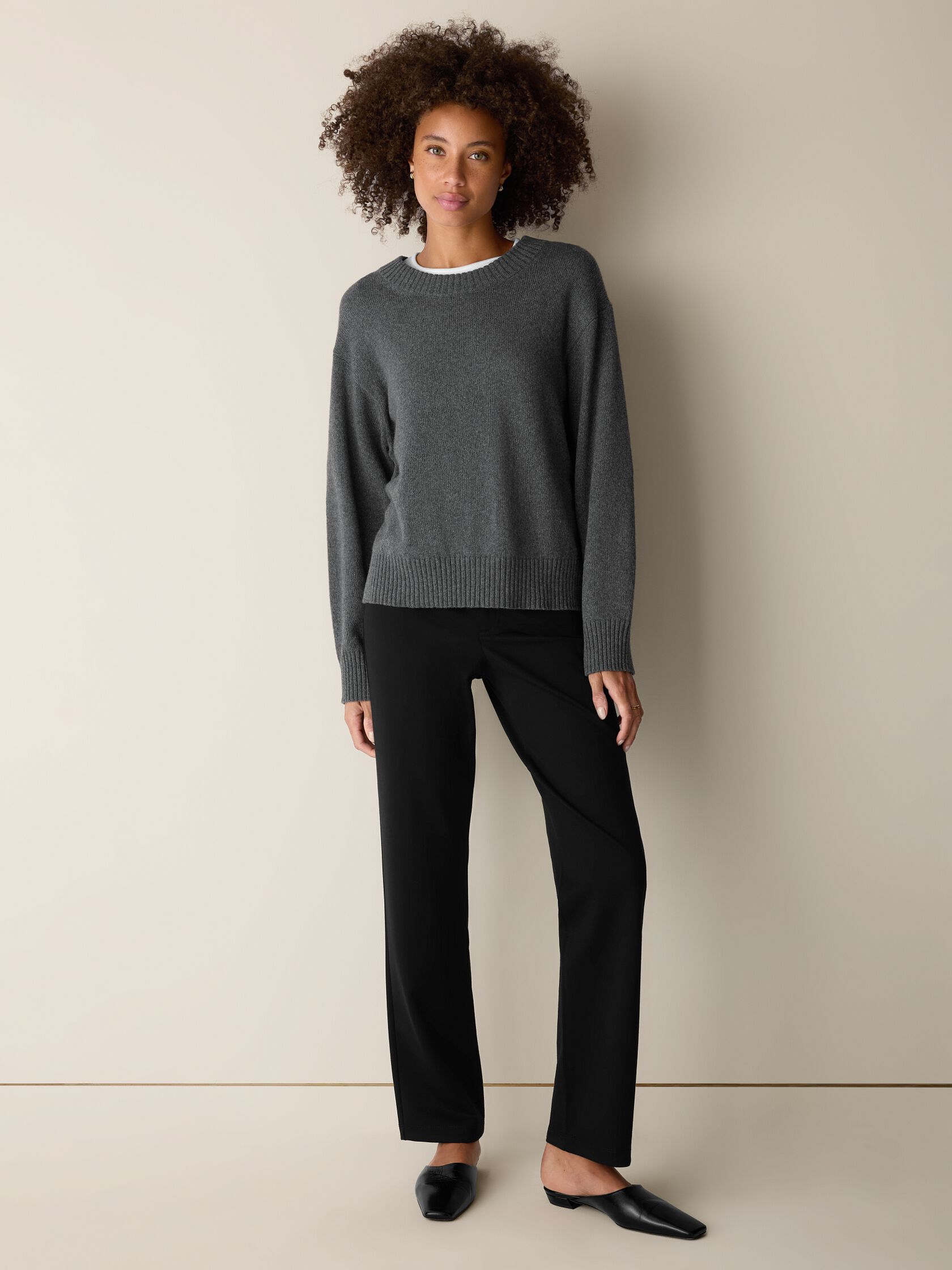 Cotton & Recycled Cashmere Crew Neck Top