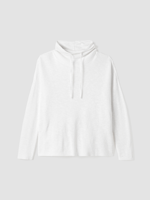 Organic Linen Cotton Slub Funnel Neck Top