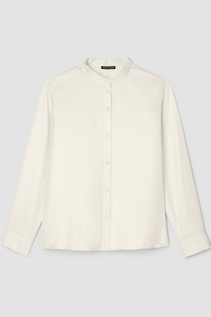 Silk Twill Band Collar Shirt Silk Twill Band Collar Shirt