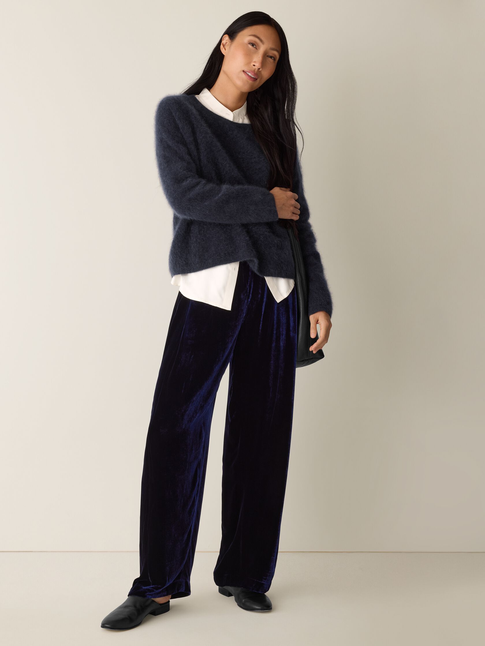 Velvet Pleated Straight Pant