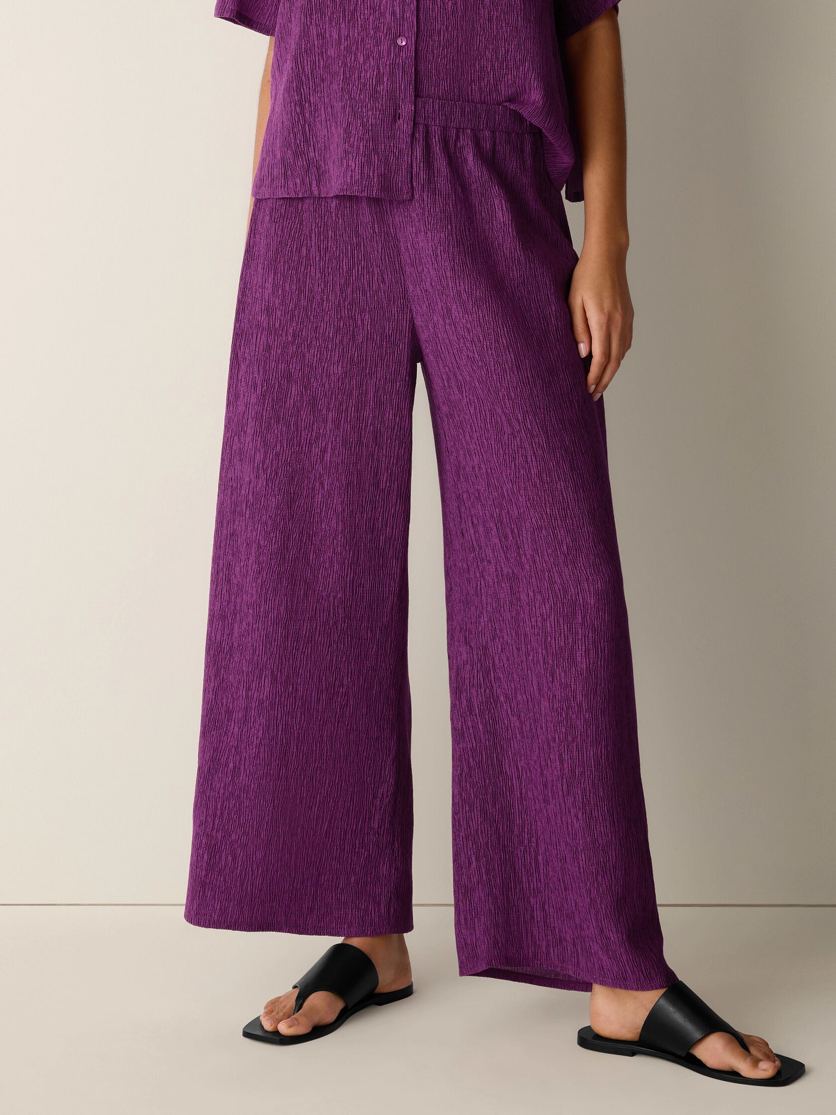 Woven Pliss&eacute; Wide-Leg Pant