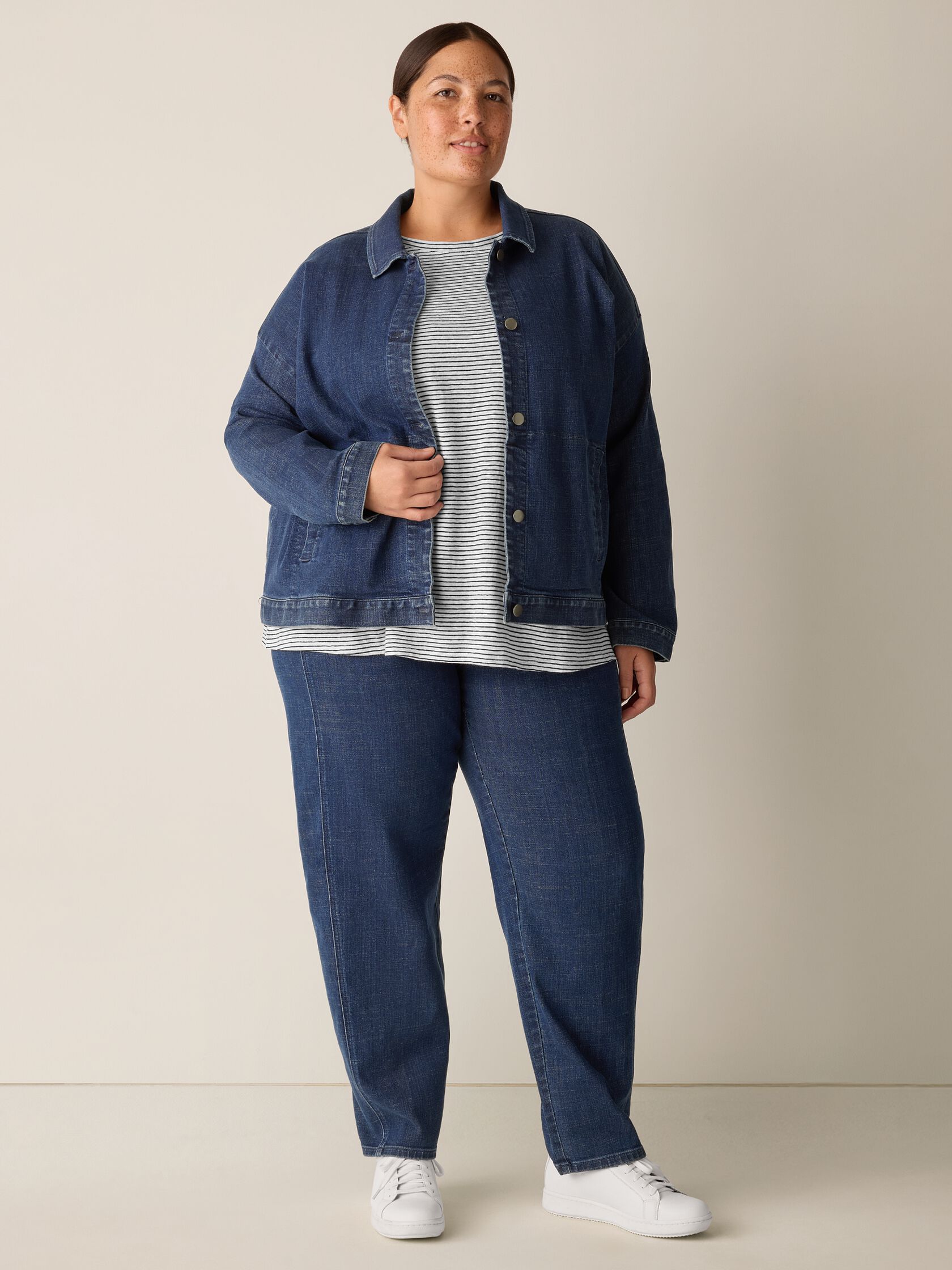 Cotton Stretch Denim Classic Collar Jacket