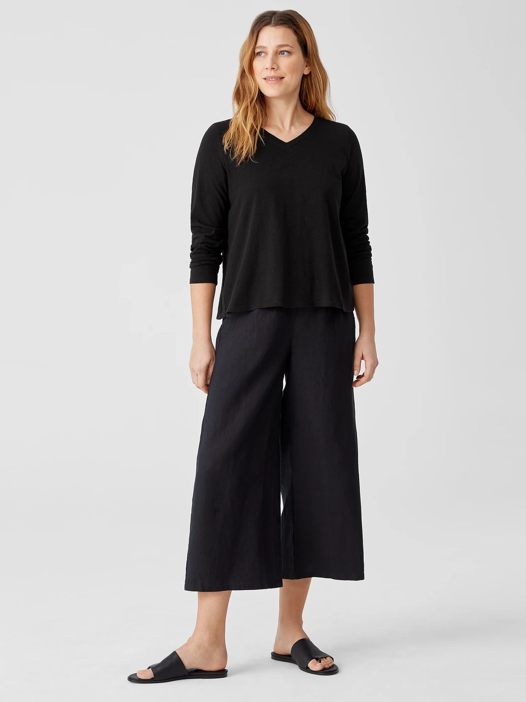 Organic Cotton Slub V-Neck Top