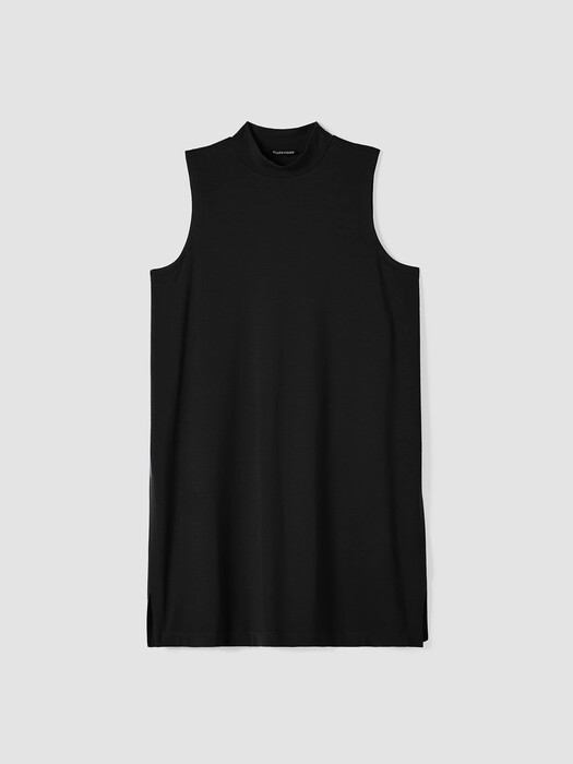 Stretch Jersey Knit Mock Neck Long Tank EILEEN FISHER