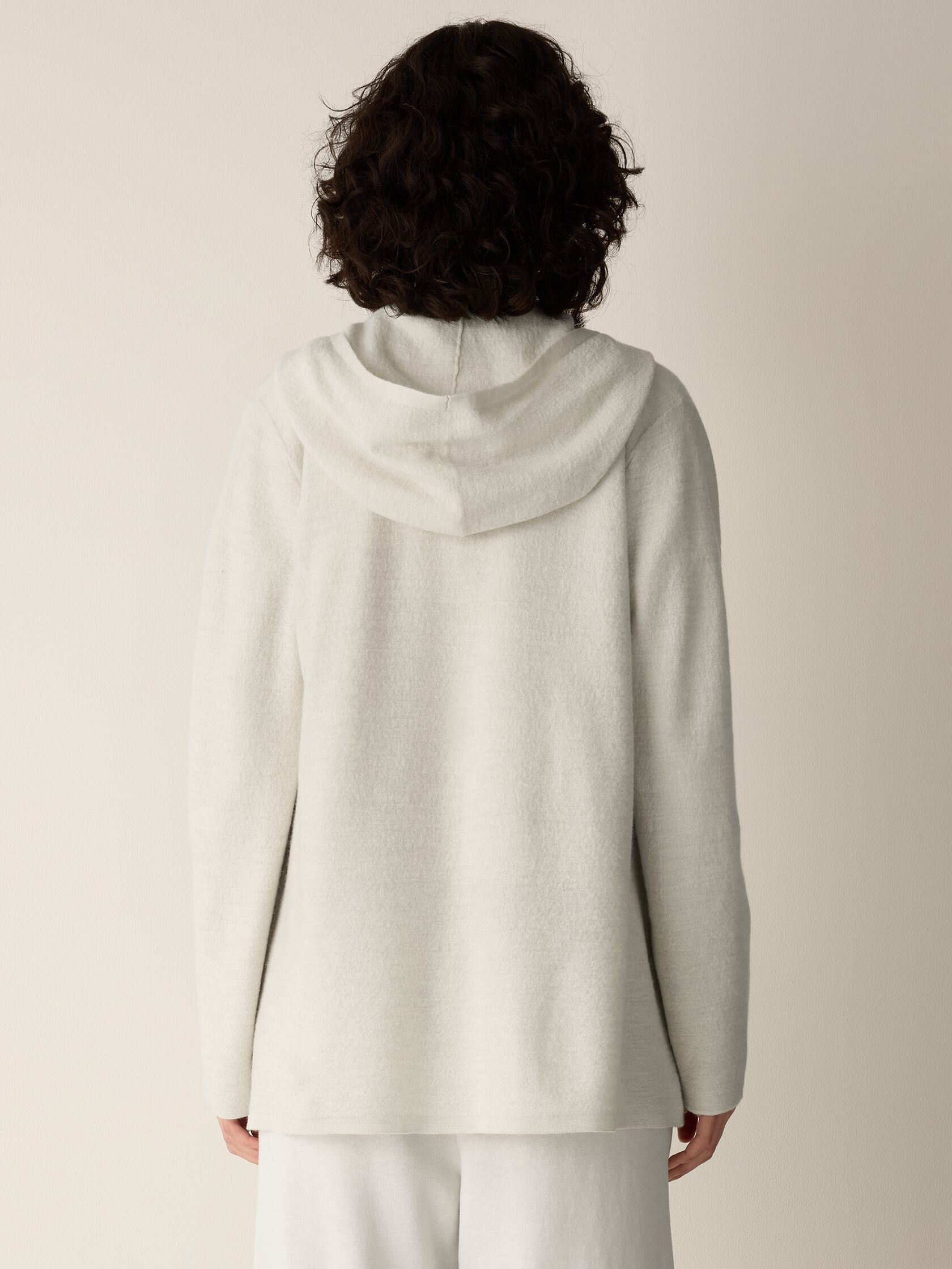 Fine Felted Wool Hooded Cardigan in Regenerative Wool