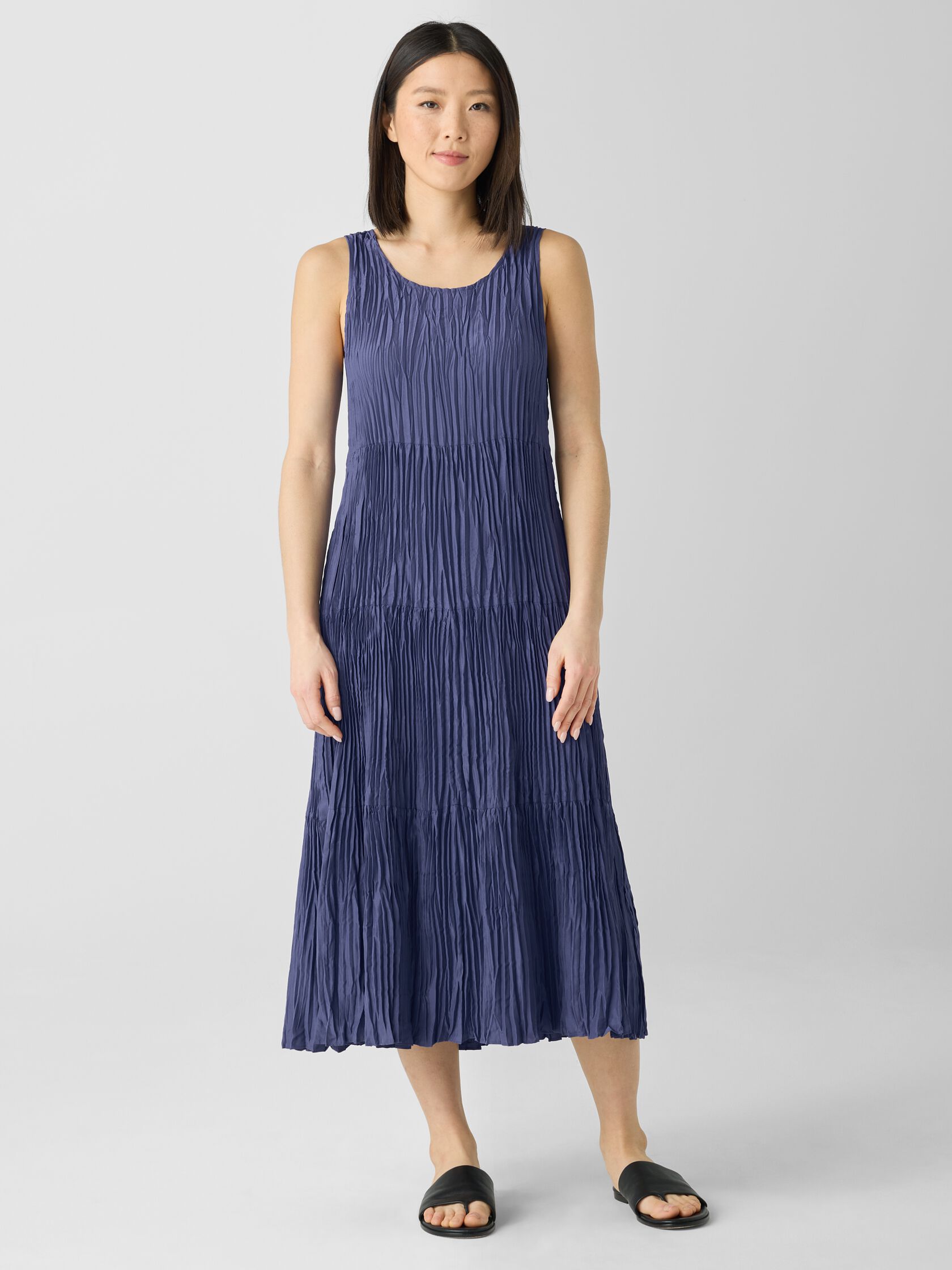 Crushed Silk Tiered Dress