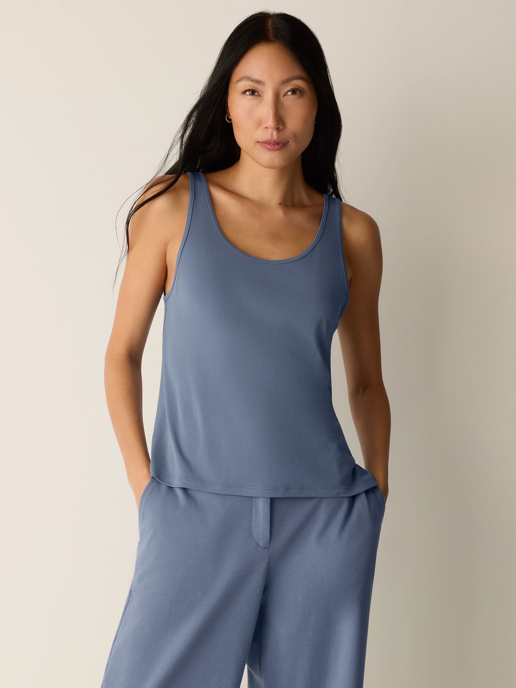 Stretch Silk Jersey Scoop Neck Tank