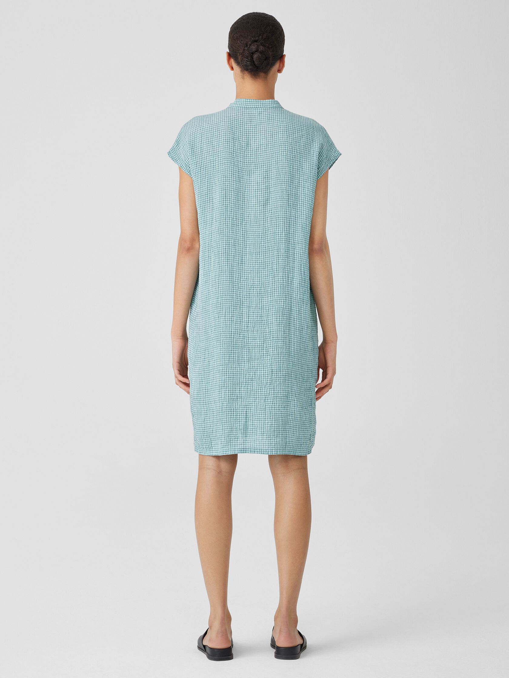 Puckered Organic Linen Shirtdress