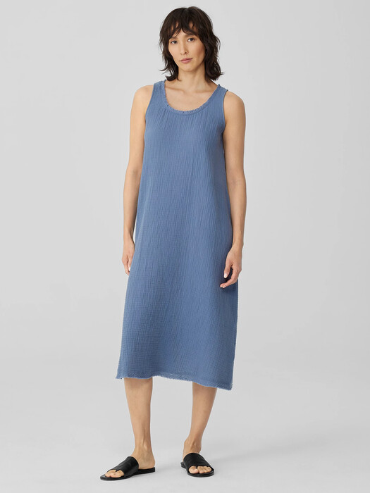 eileen fisher cotton gauze dress Eileen Fisher - Women's Striped Organic Cotton Gauze Cami Dress - Brown