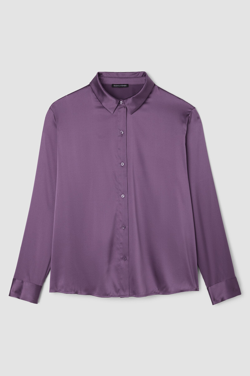 Stretch Silk Charmeuse Classic Collar Shirt Stretch Silk Charmeuse Classic Collar Shirt