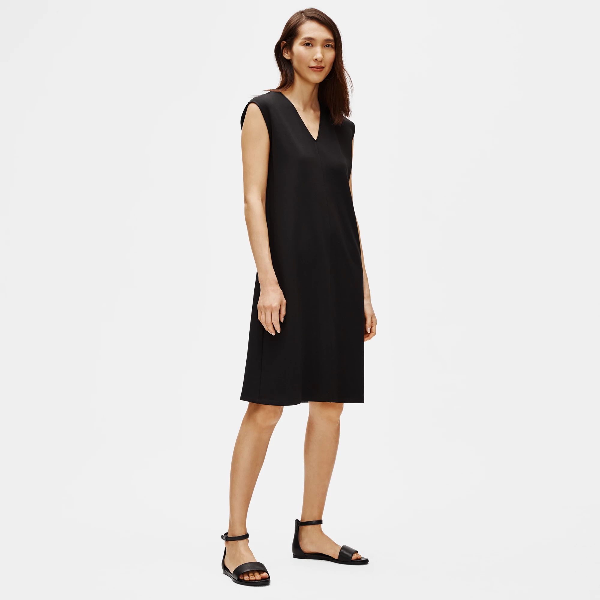 Flex Tencel Ponte V-Neck Dress | EILEEN 