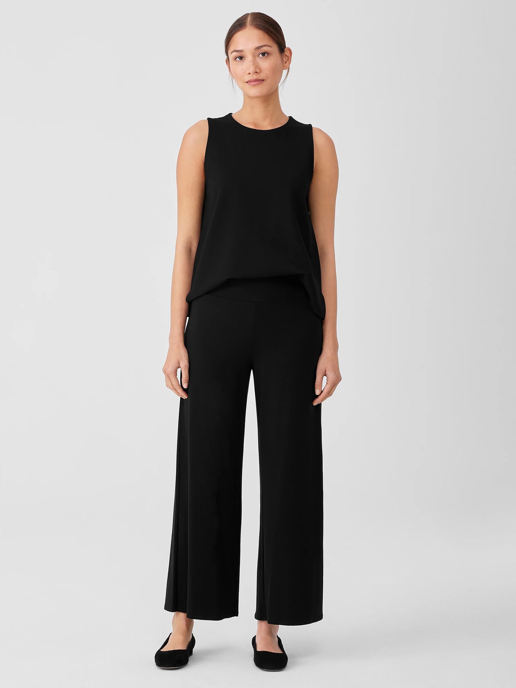 Stretch Jersey Knit Wide-Leg Pant