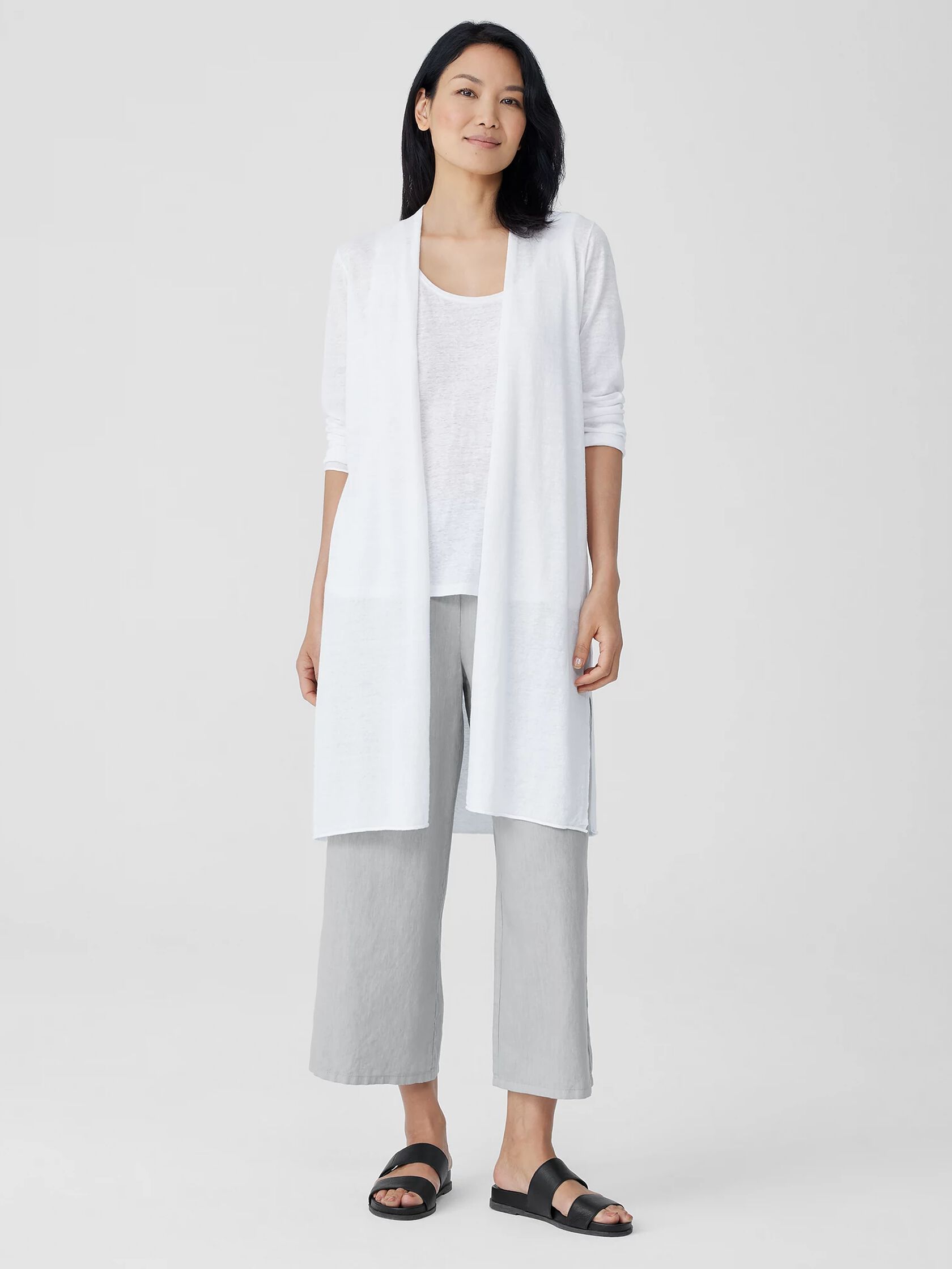 Organic Linen Cotton Jersey Long Cardigan