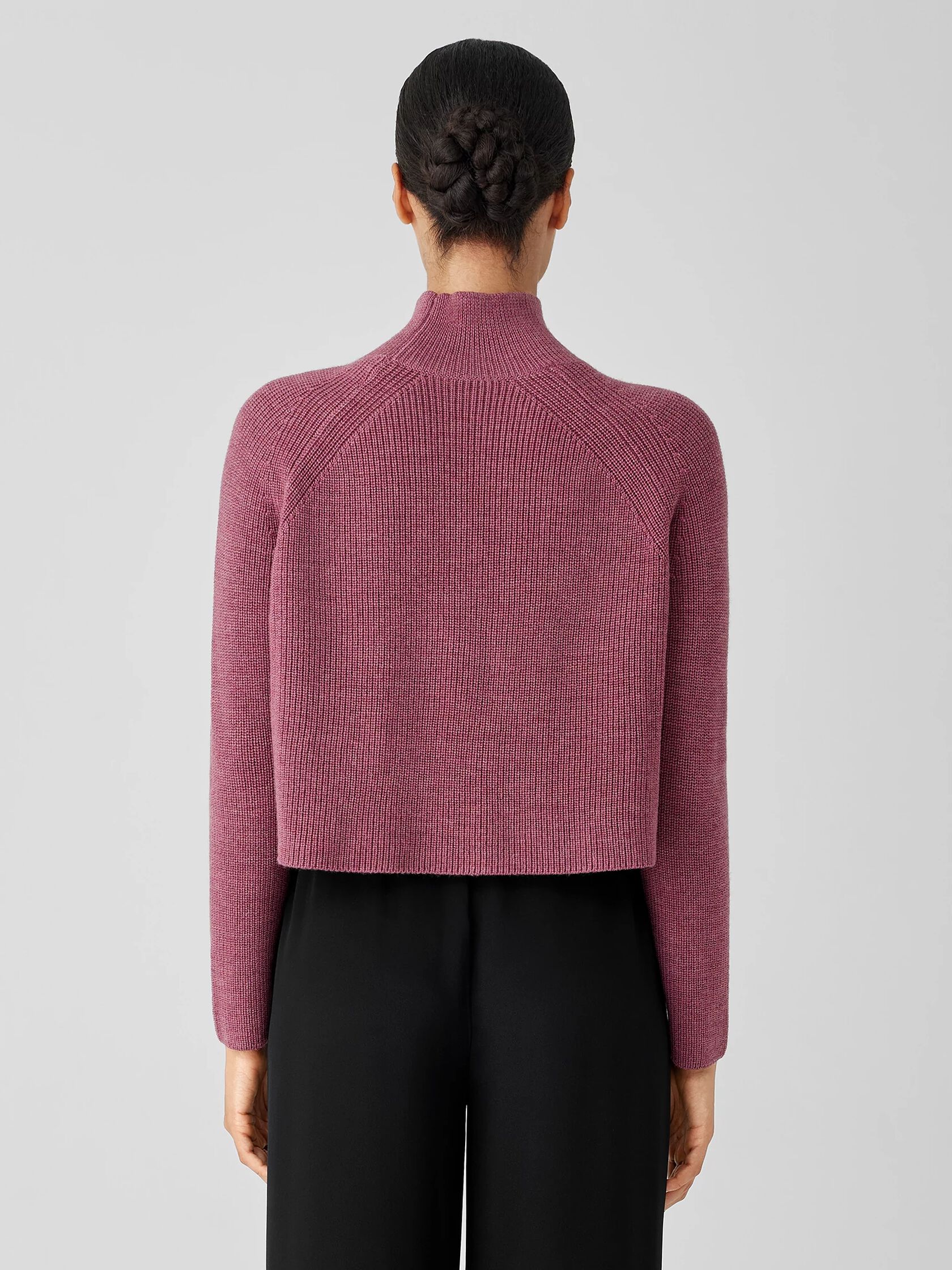 Merino Cropped Turtleneck Top in Regenerative Wool