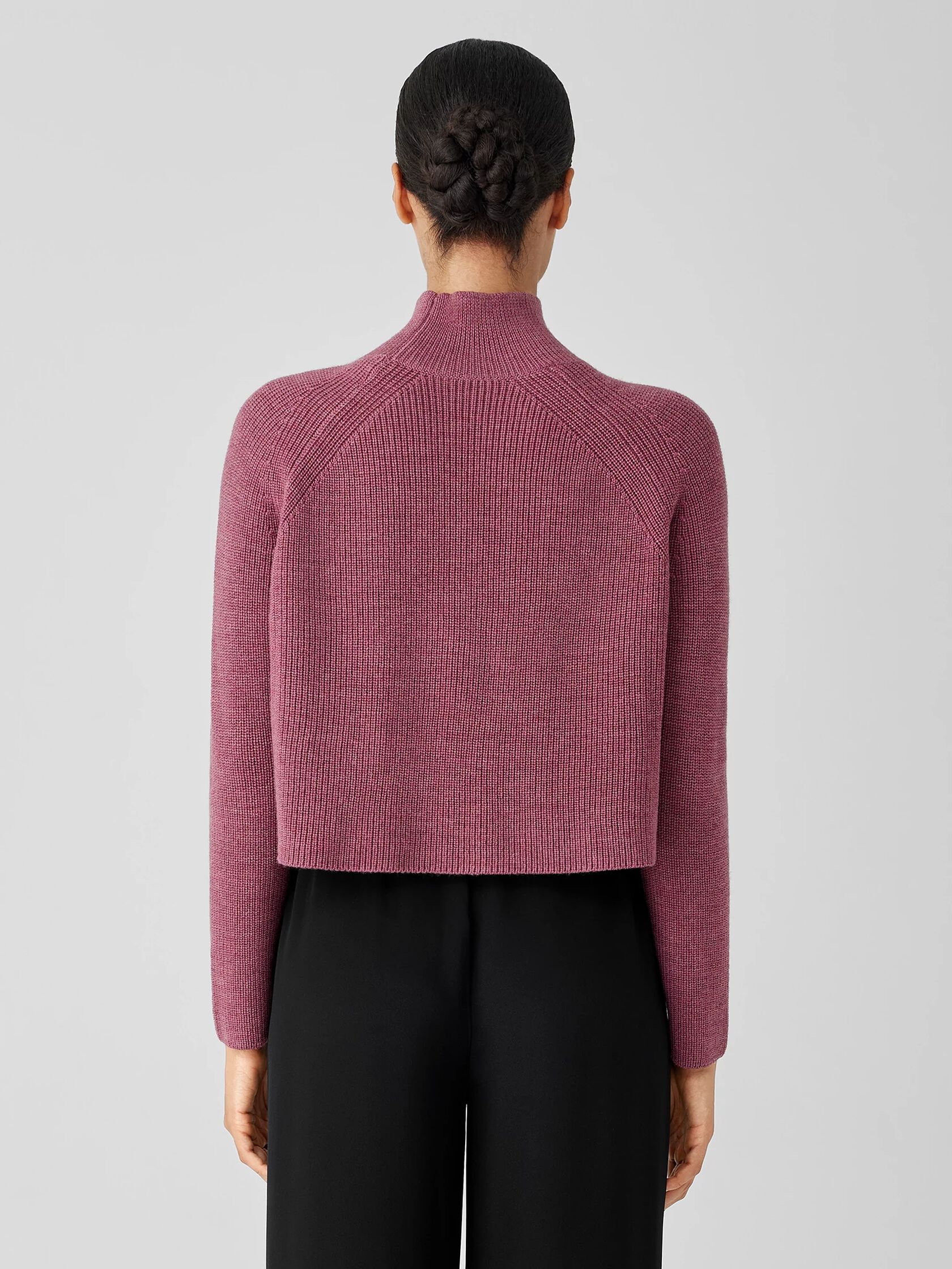 Merino Cropped Turtleneck Top in Regenerative Wool