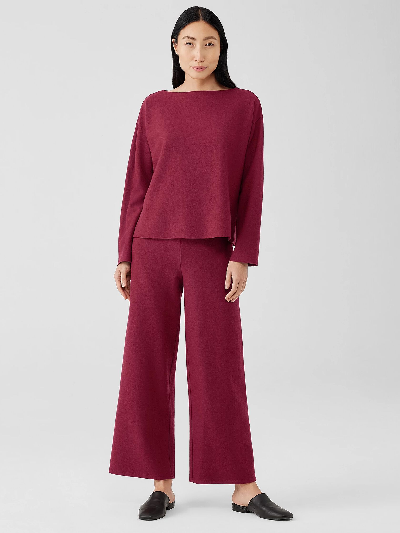Boiled Wool Jersey Bateau Neck Top