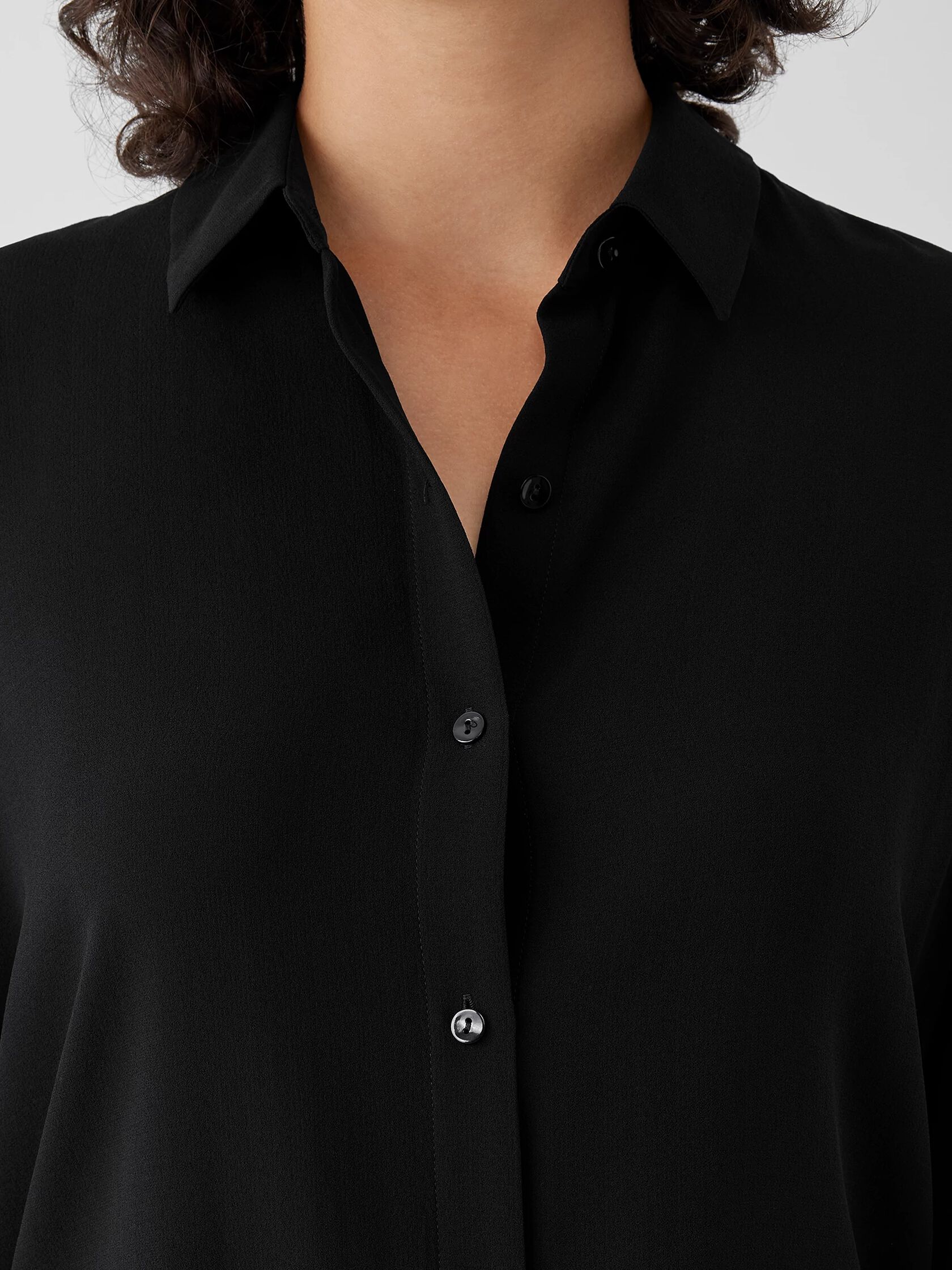 Silk Georgette Crepe Classic Collar Shirt