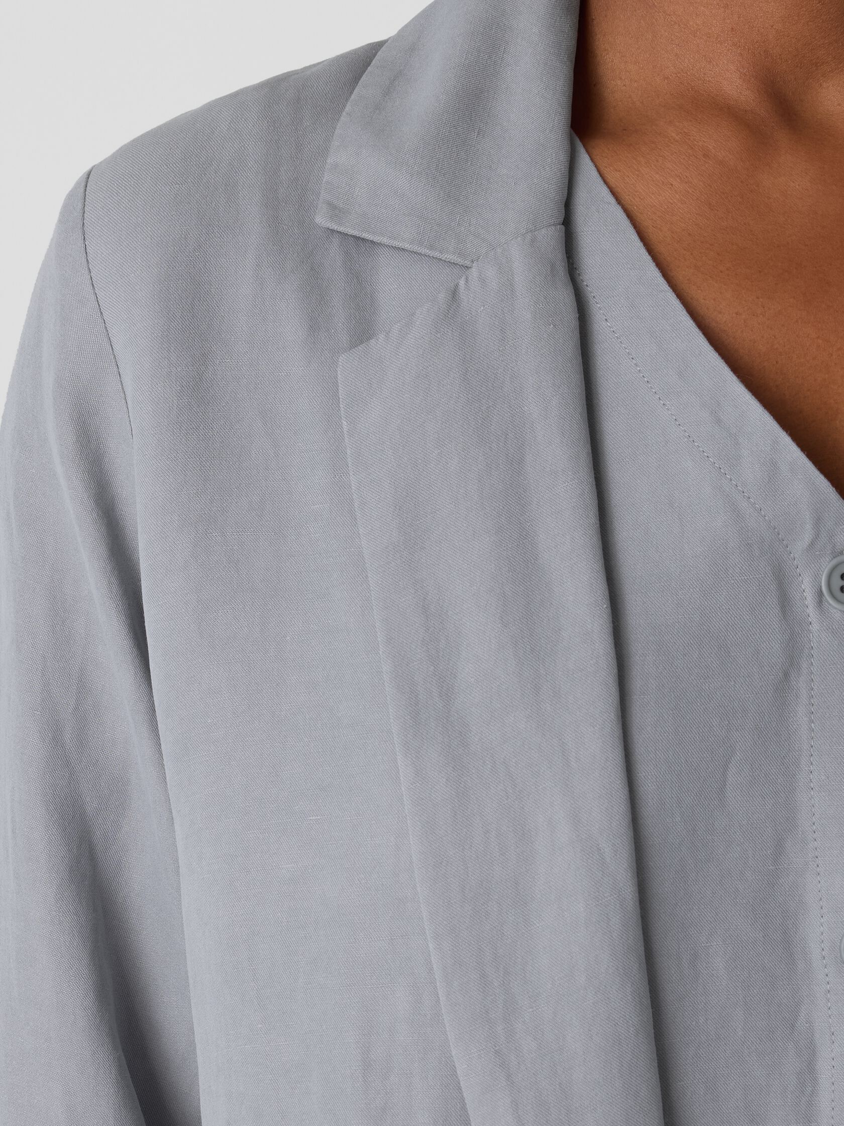 Linen Silk Twill Long Blazer