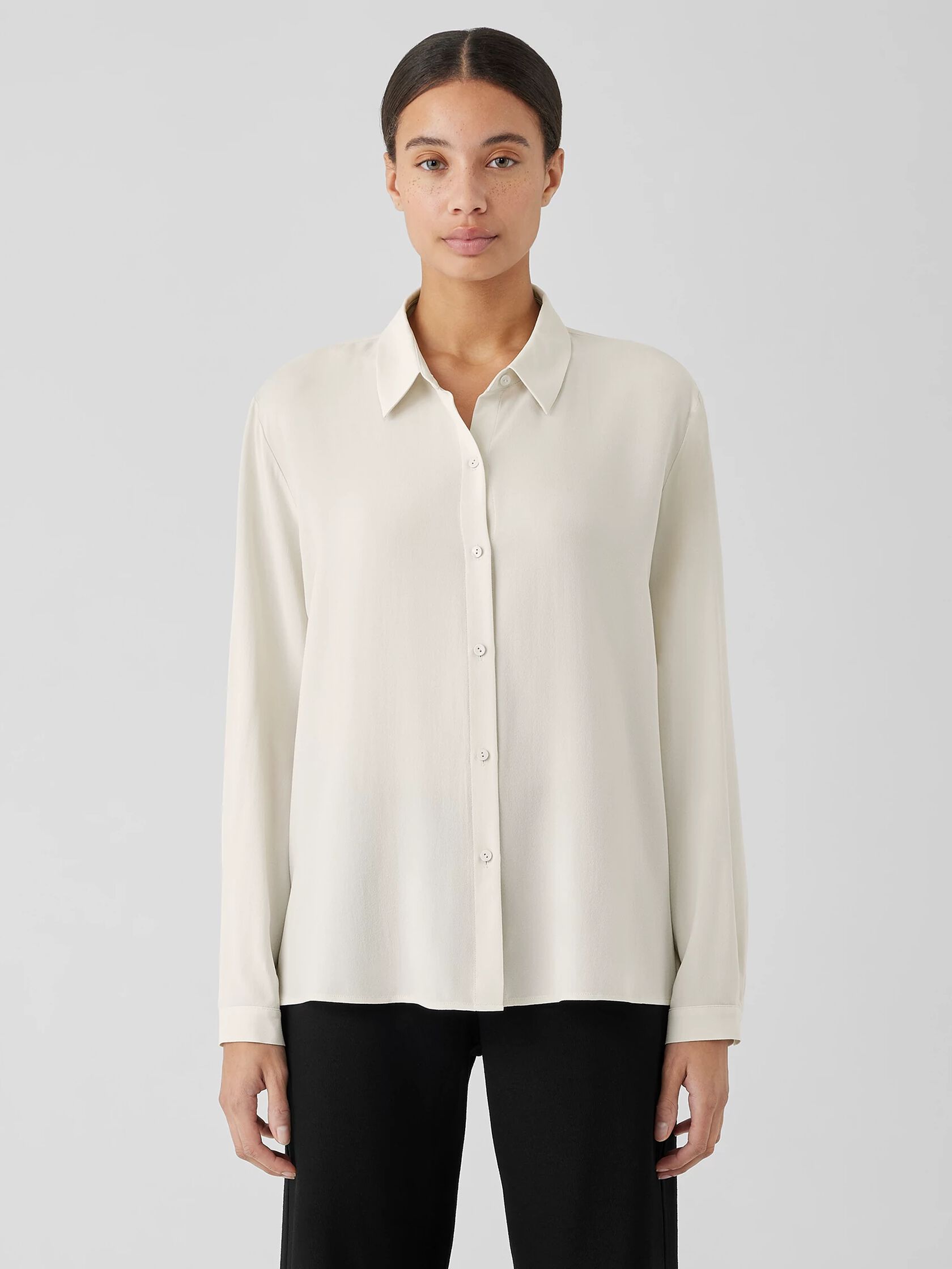 Silk Georgette Crepe Classic Collar Shirt