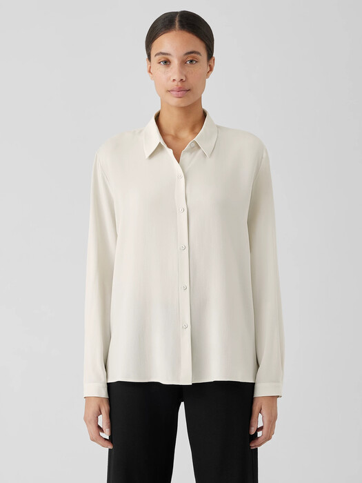 Eileen Fisher Women's Silk Classic Collar Shirt - Black - Size S Eileen Fisher Women's Silk Classic Collar Shirt - Black - Size S