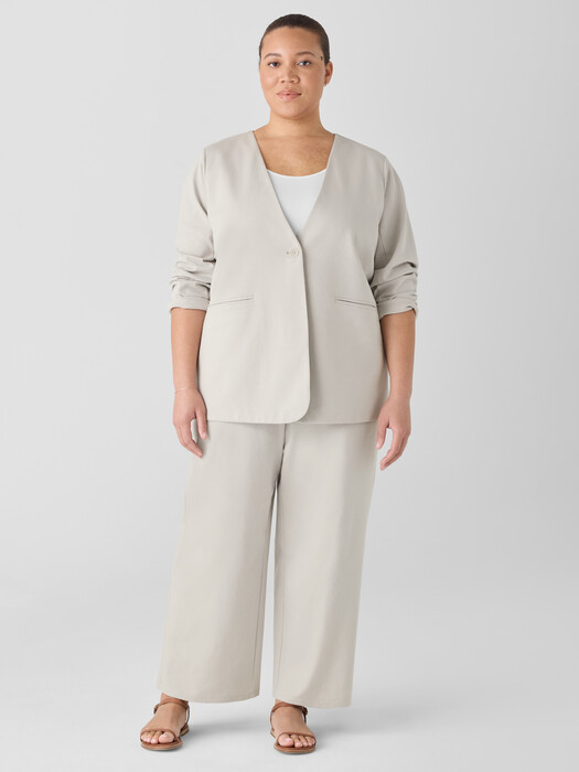 Cotton Blend Ponte V-Neck Blazer