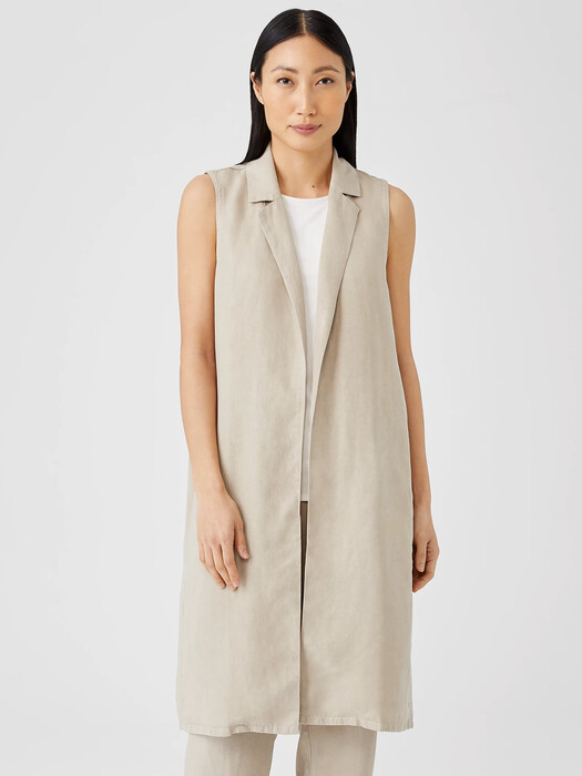 Linen Blend Long Vest
