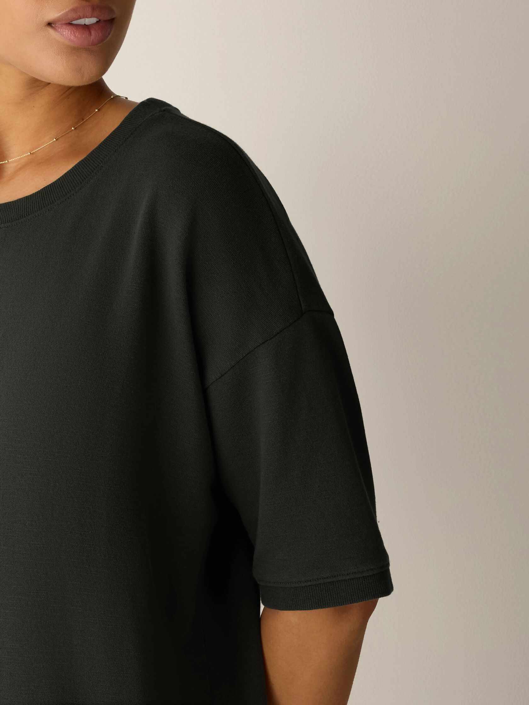 Garment-Dyed Organic Cotton Terry Crew Neck Dress