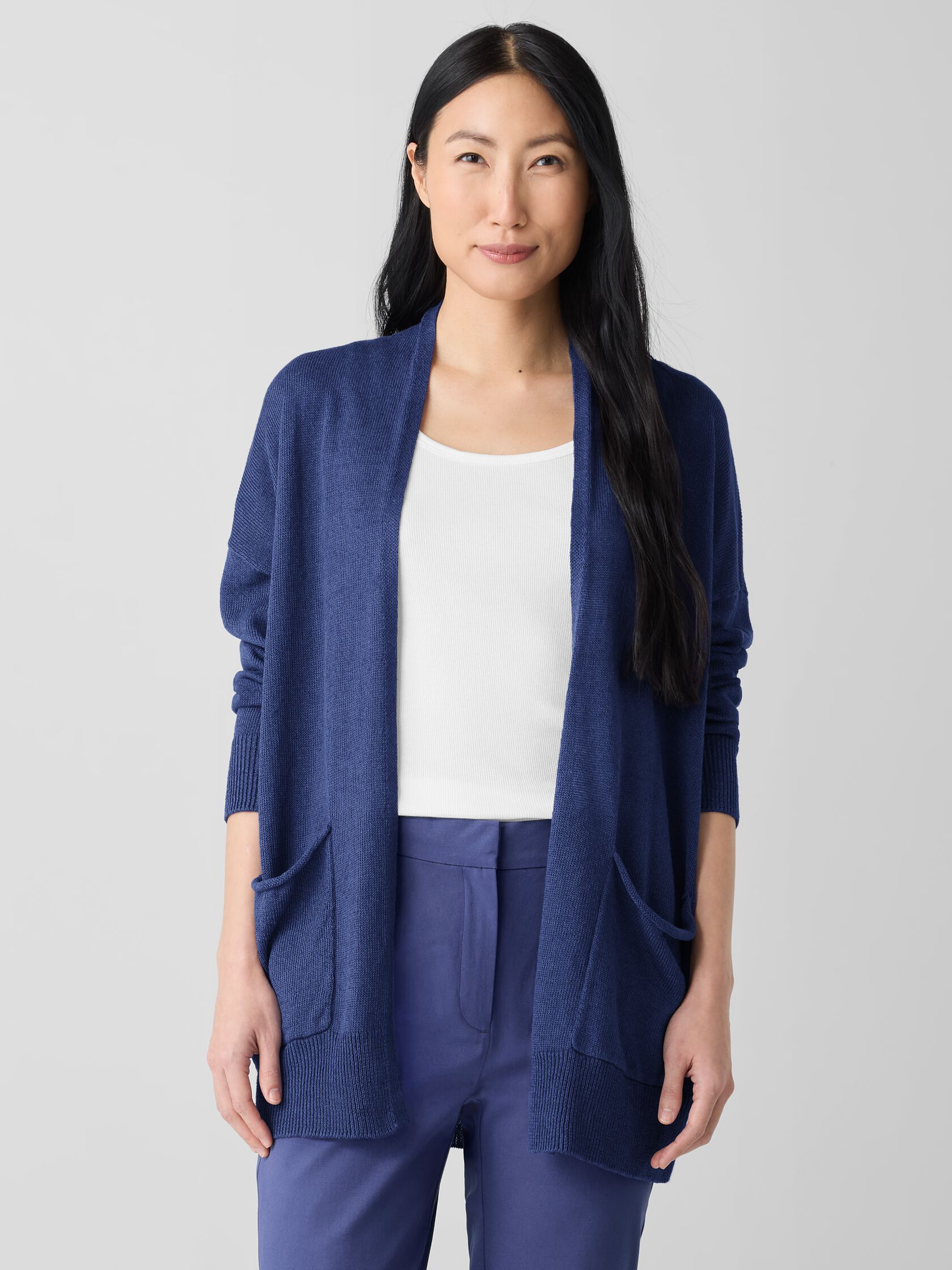 Organic Linen Cotton Cord Long Cardigan