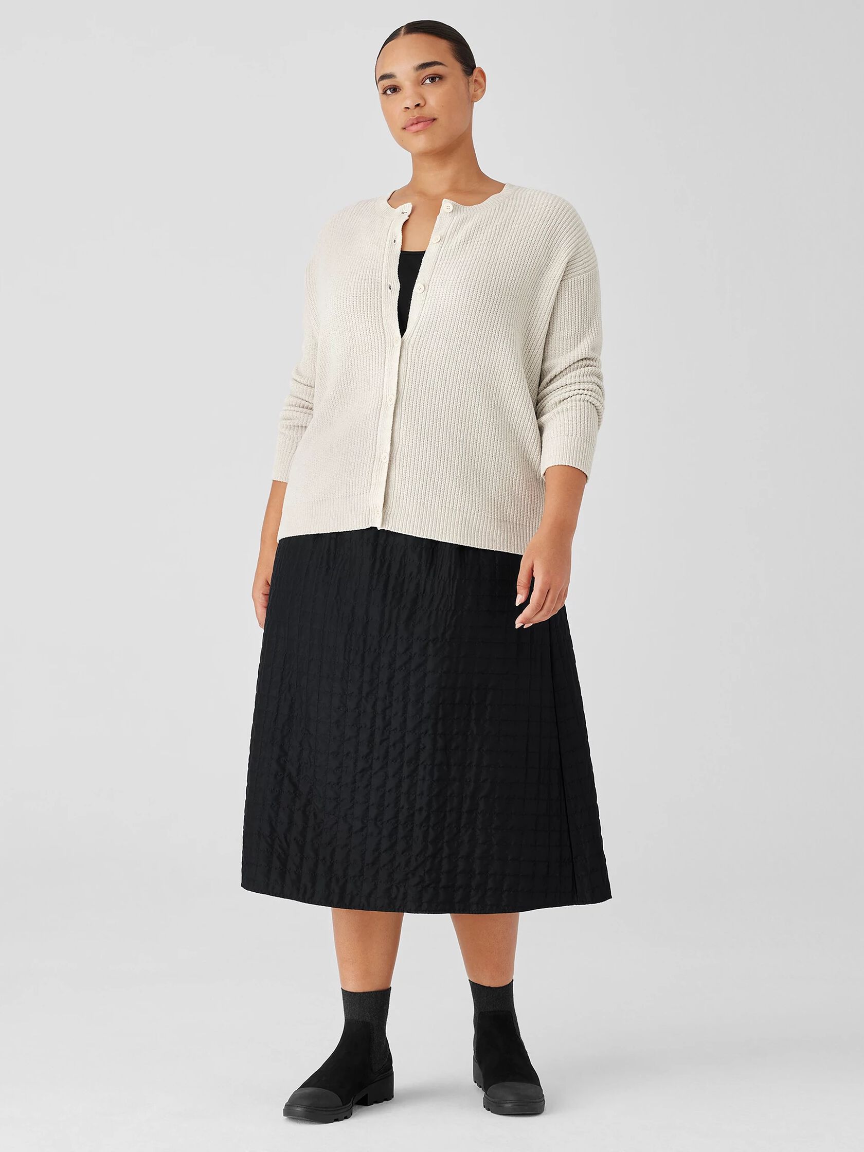 Organic Cotton Chenille Crew Neck Cardigan