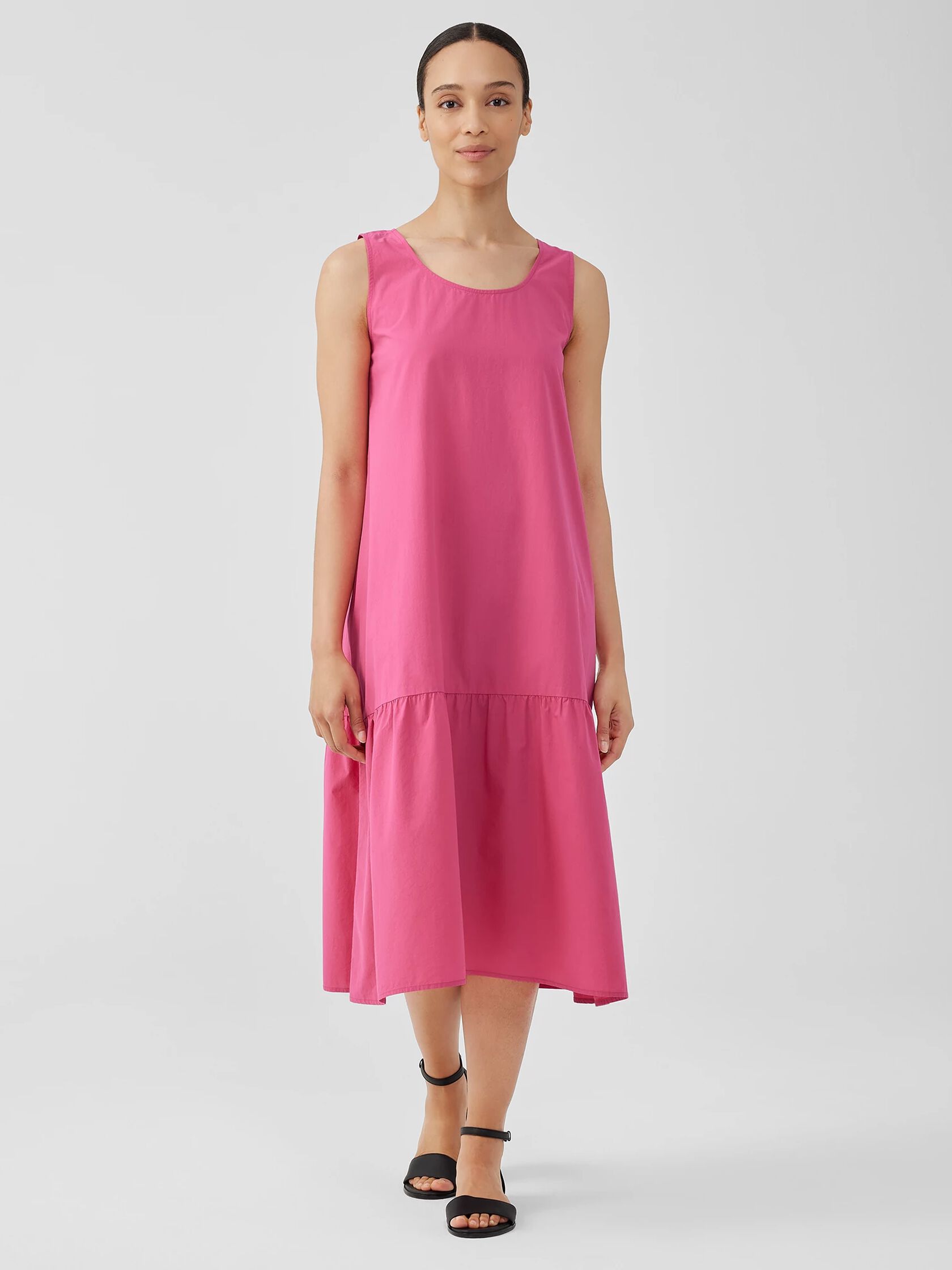 Washed Organic Cotton Poplin Tiered Dress