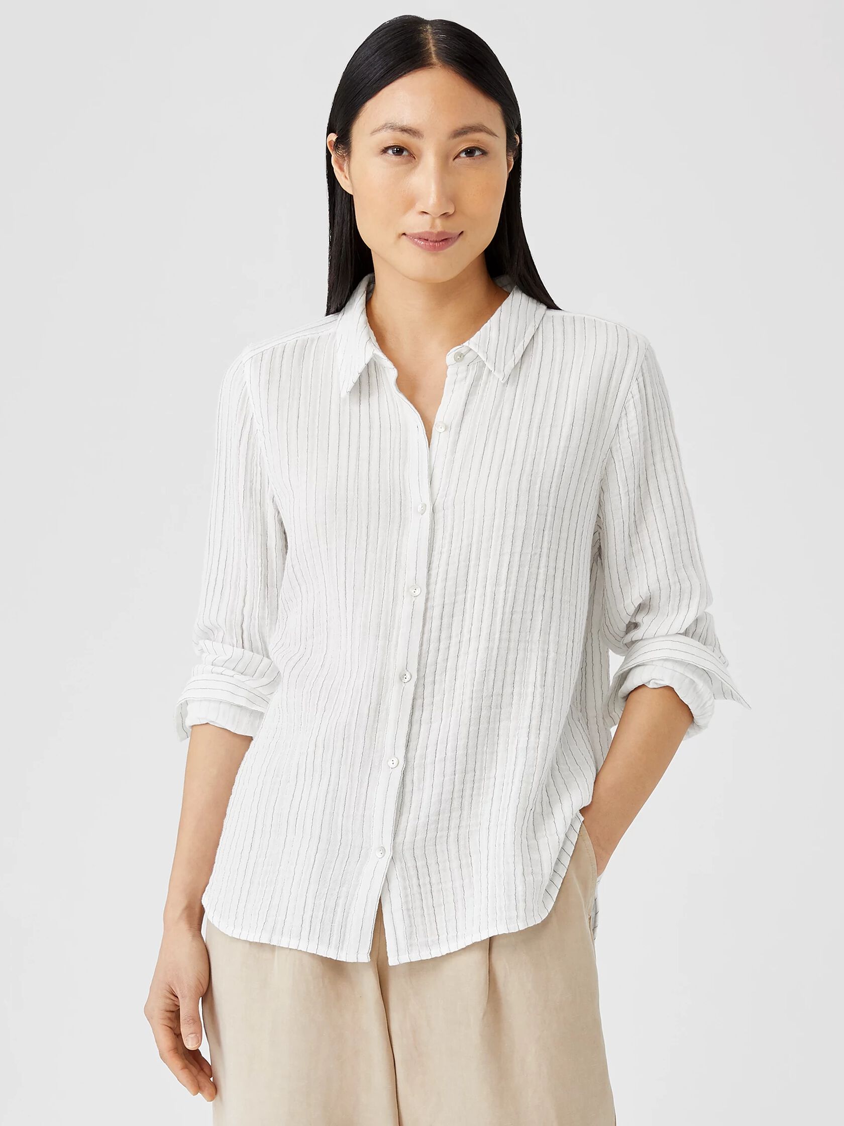 Organic Cotton Gauze Striped Shirt