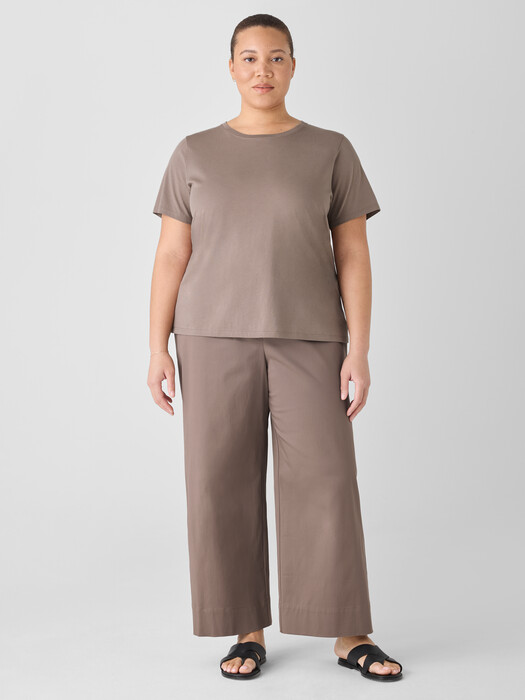 Stretch Cotton Twill Wide-Leg Trouser Pant