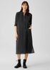 Wool Cotton Check Mandarin Collar Shirtdress