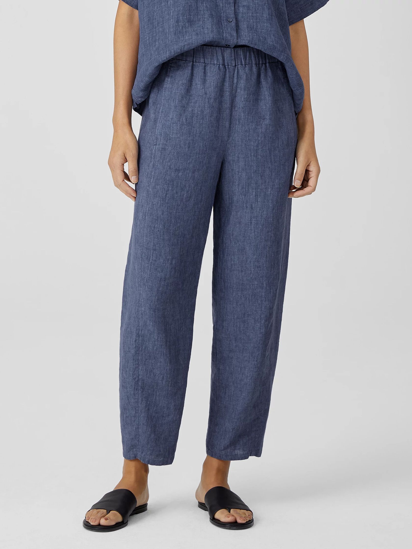 Washed Organic Linen Delave Lantern Pant