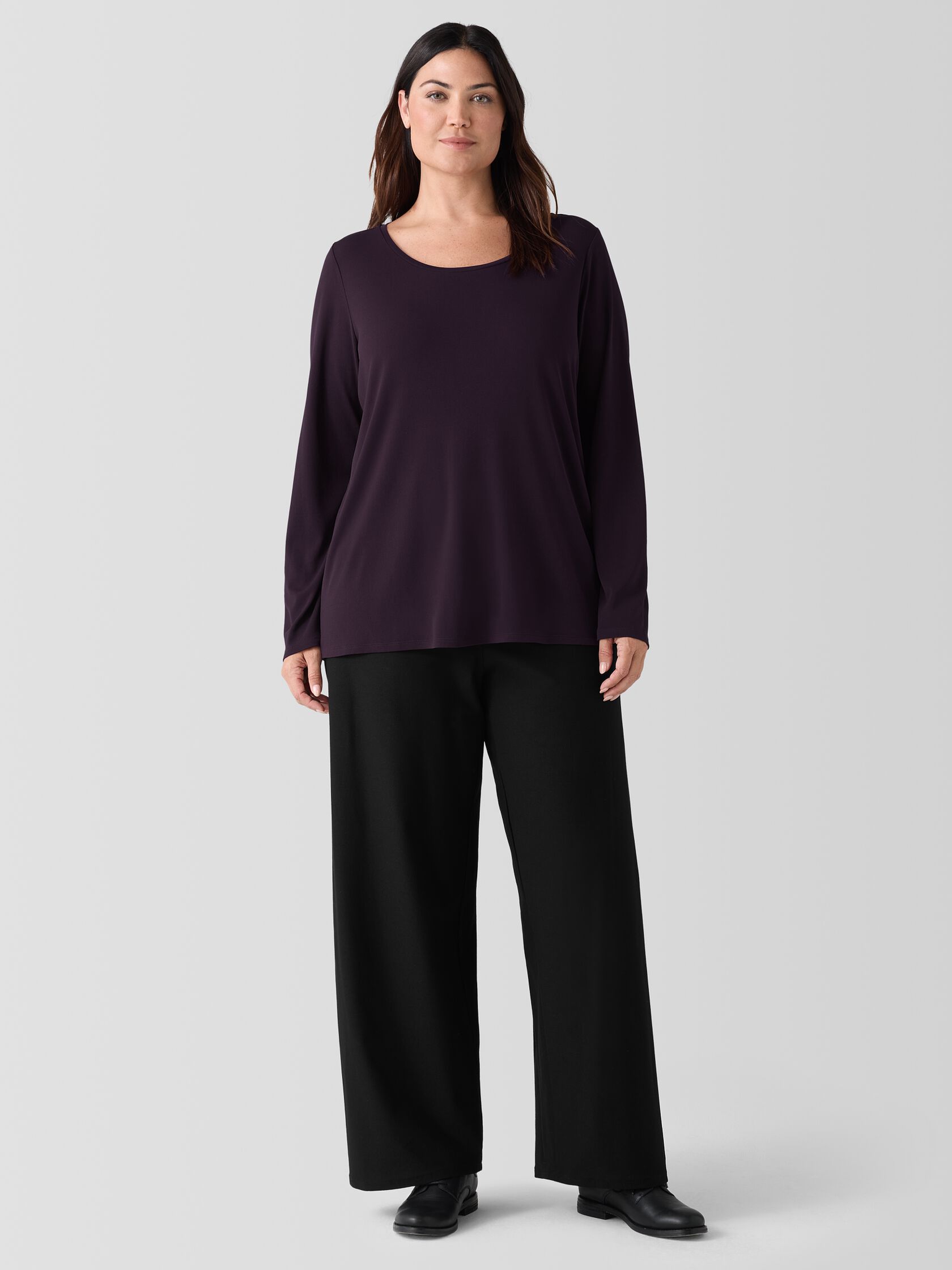 Stretch Silk Jersey Scoop Neck Top