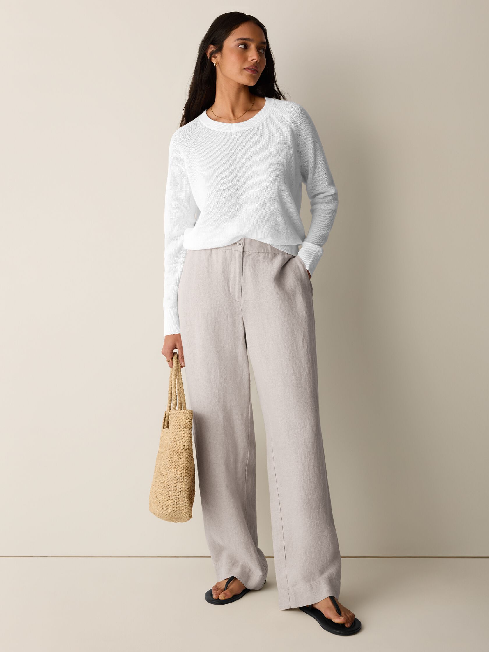 Heavy Organic Linen Full-Length Straight Pant
