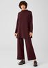 Stretch Jersey Knit Funnel Neck Long Top