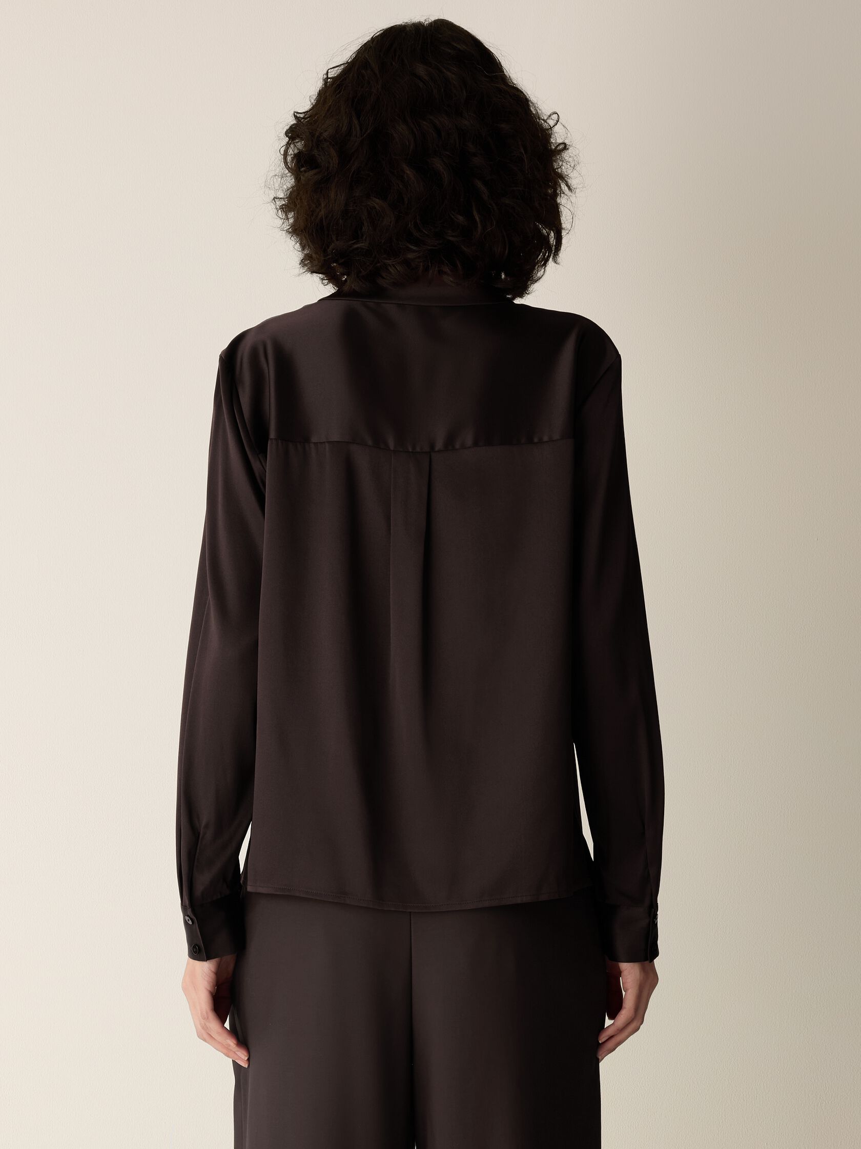 Stretch Silk Charmeuse Classic Collar Shirt