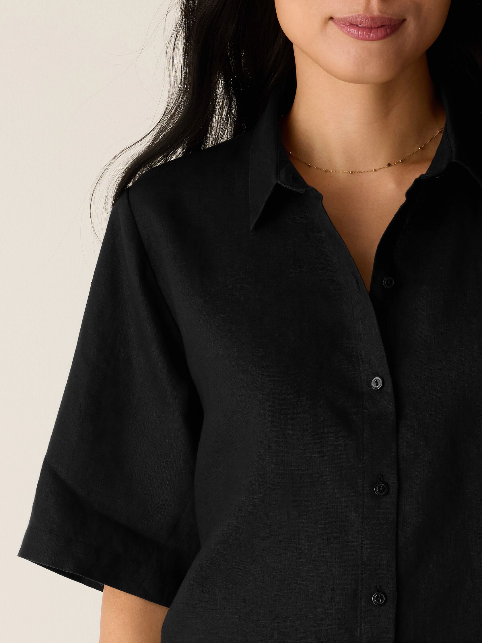 Organic Handkerchief Linen Elbow-Sleeve Shirt