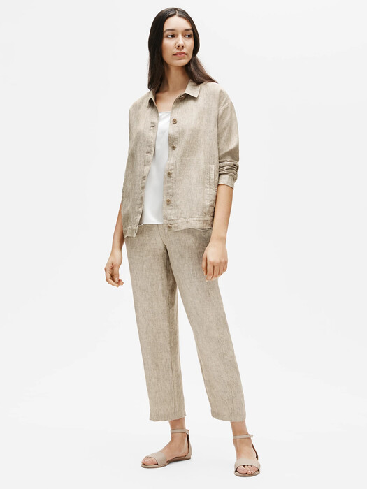 Washed Organic Linen Delave Classic Collar Jacket
