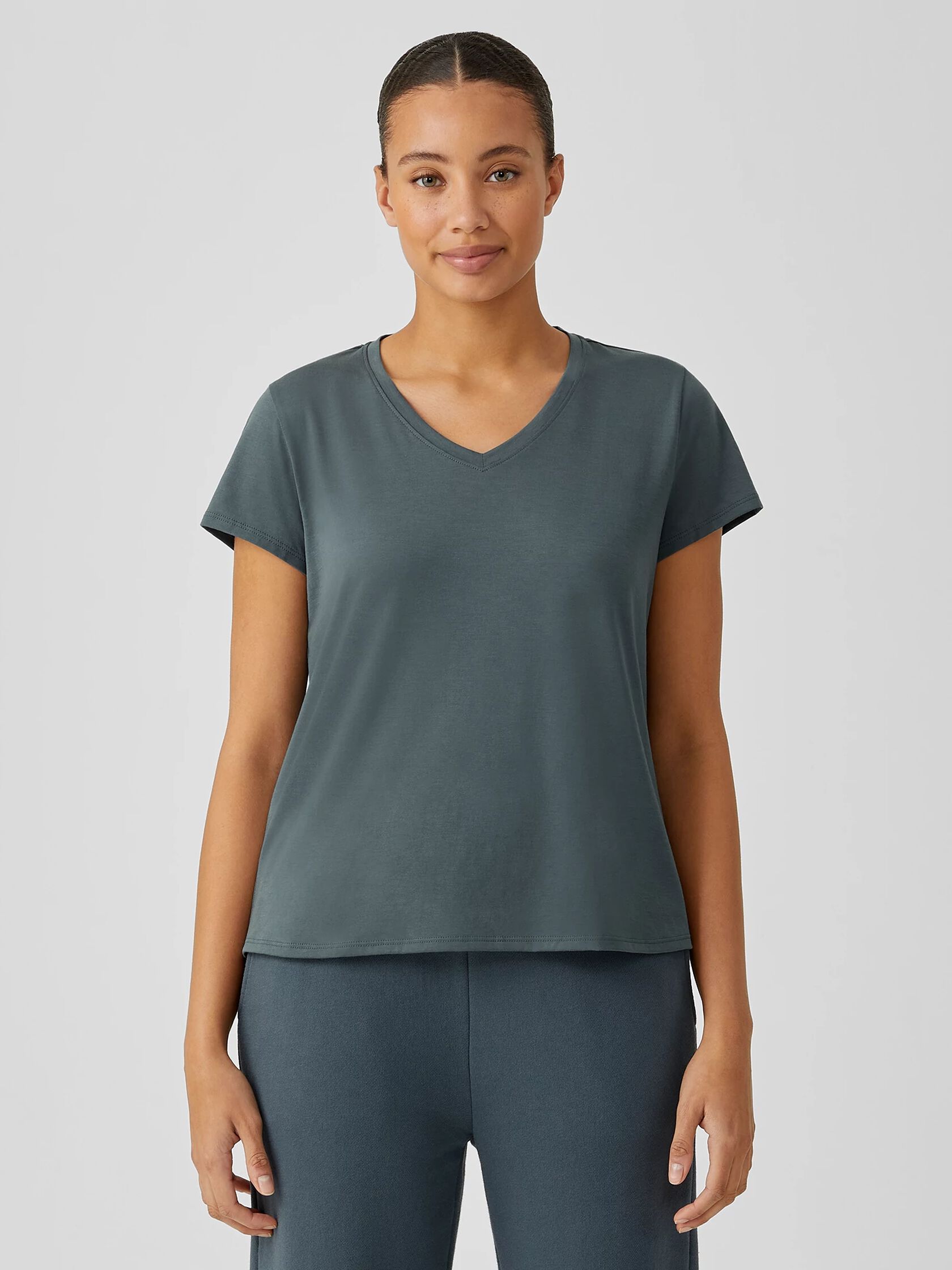 Organic Pima Cotton Jersey V-Neck Tee