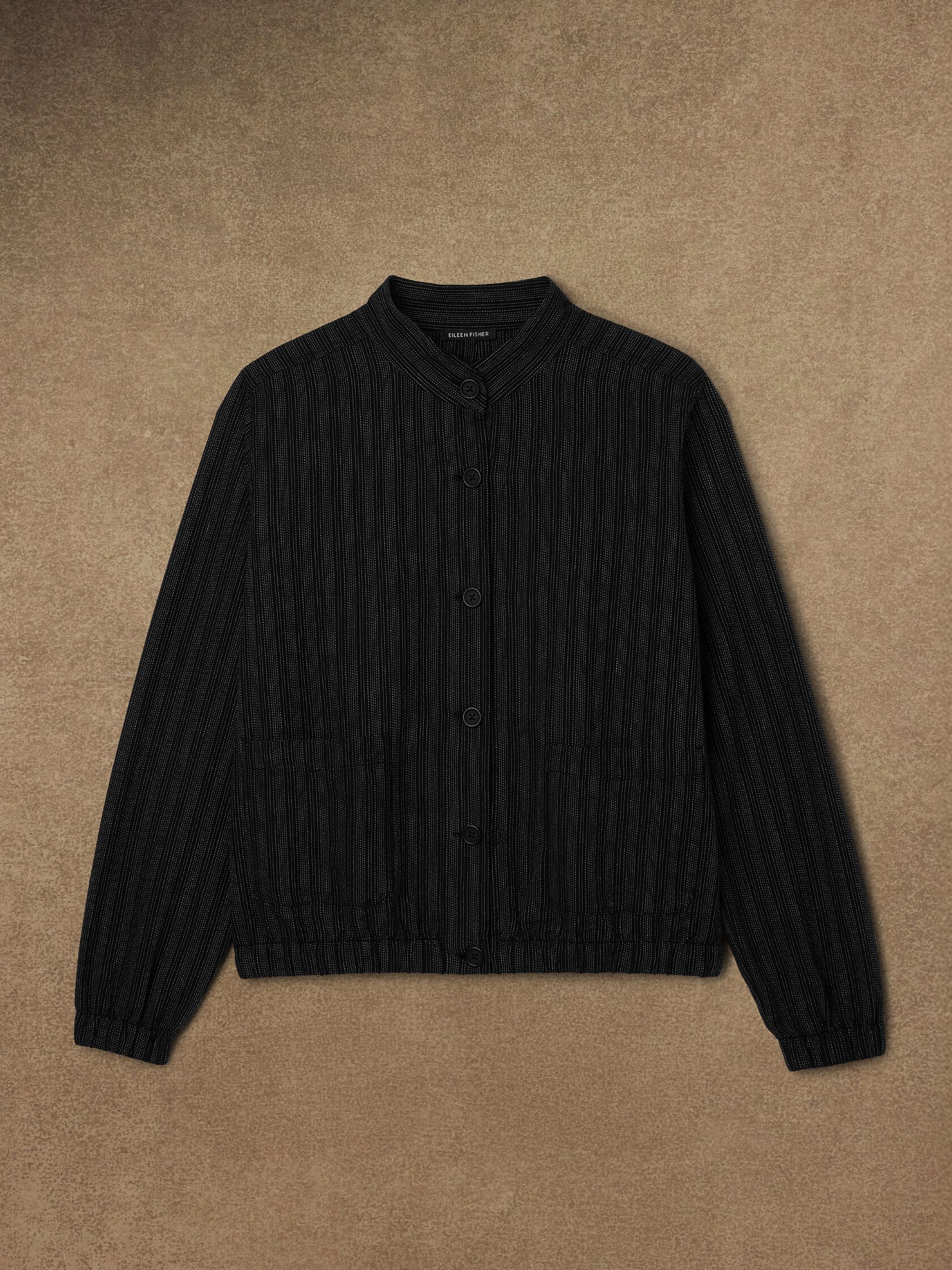 Cotton Blend Stripe Stitch Flight Jacket